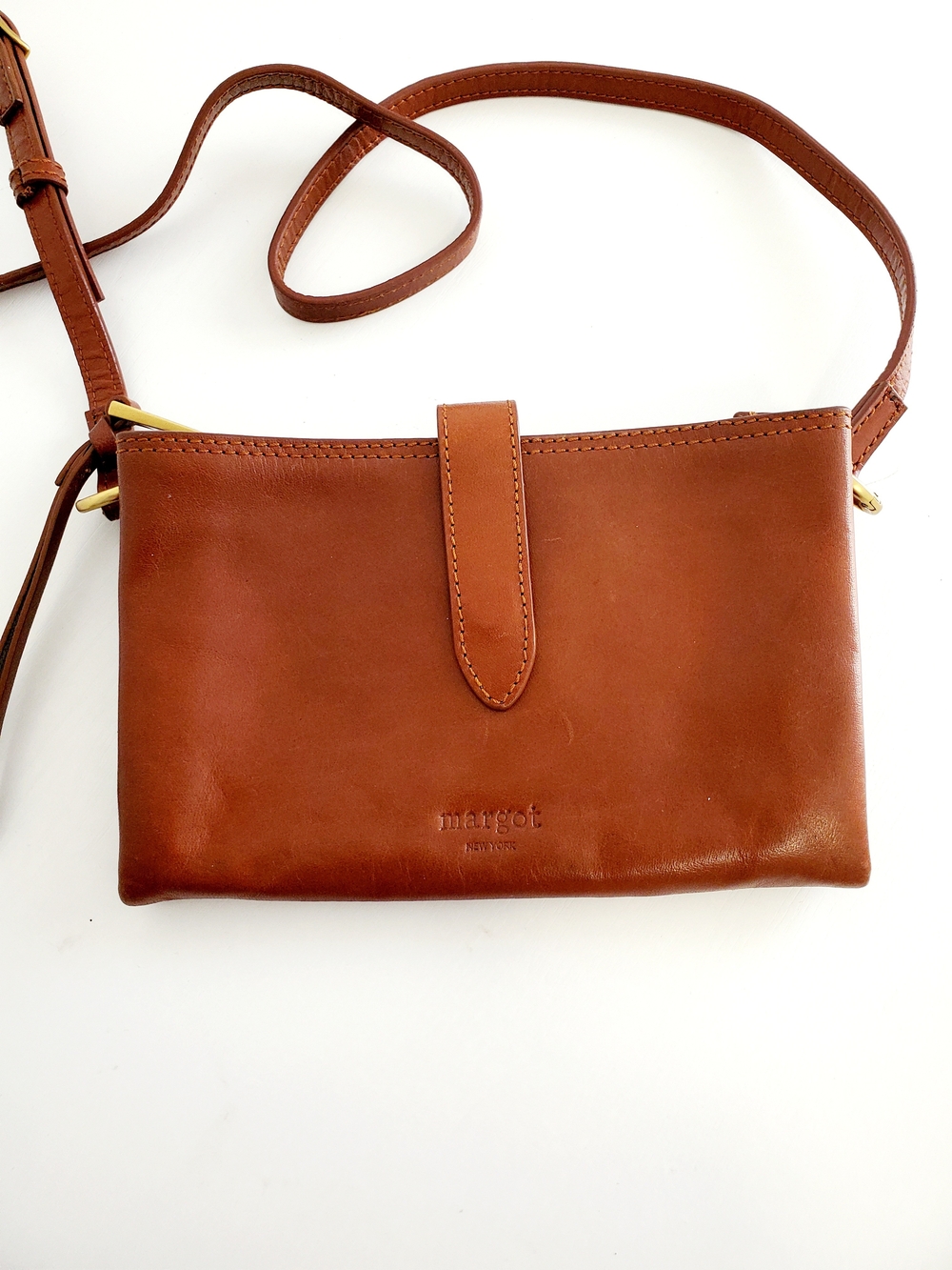 margot Tan Leather Crossbody Bag with Strap